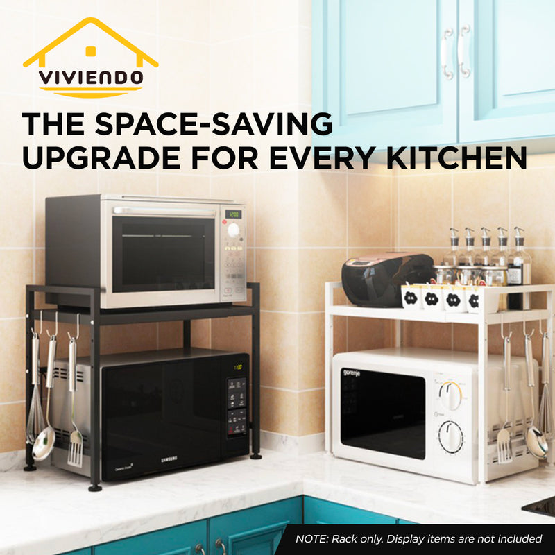 Viviendo Microwave Oven Shelf Rack Adjustable Metal Kitchen Organiser Storage 2 Tier