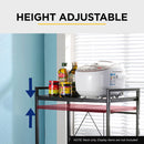 Viviendo Microwave Oven Shelf Rack Adjustable Metal Kitchen Organiser Storage 2 Tier - Black