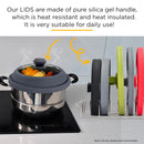 Microwave Vented Glass Cover and Multifunction Silicone Splatter Guard Lid - Grey Small