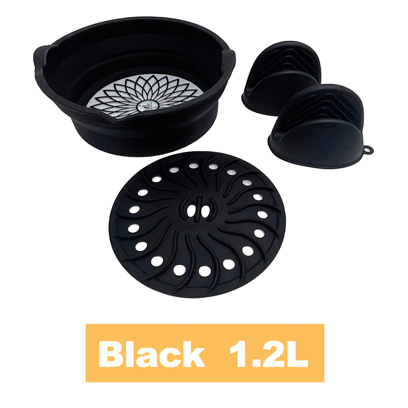 Viviendo Glass and Silicone Air Fryer Pot with Non-Stick Liner Tray Oven Microwave Dishwasher Safe