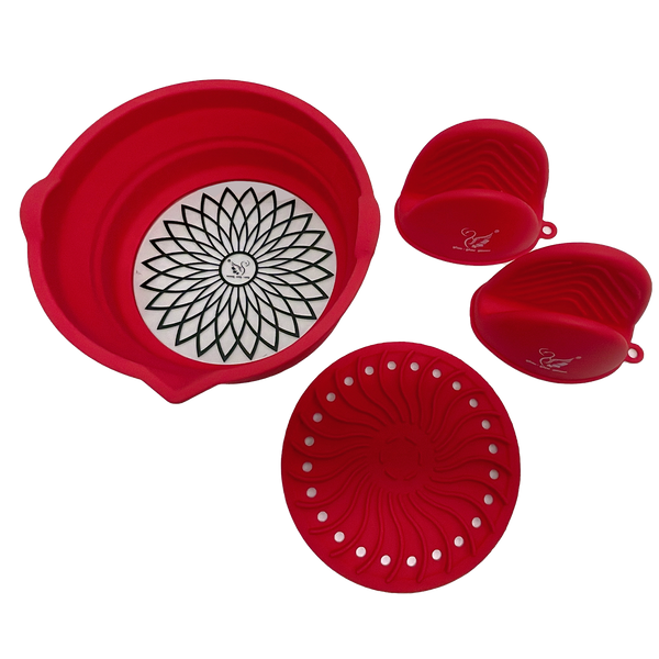 Viviendo Glass and Silicone Air Fryer Pot with Non-Stick Liner Tray Oven Microwave Dishwasher Safe