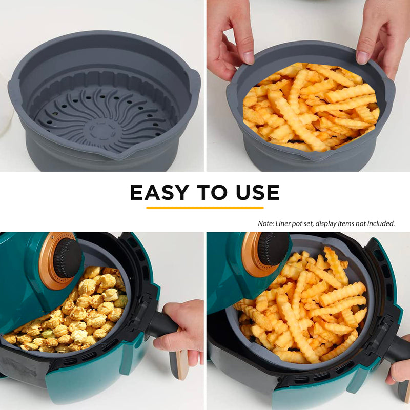 Viviendo Glass and Silicone Air Fryer Pot with Non-Stick Liner Tray Oven Microwave Dishwasher Safe