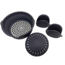 Viviendo Glass and Silicone Air Fryer Pot with Non-Stick Liner Tray Oven Microwave Dishwasher Safe - Grey 1.2L