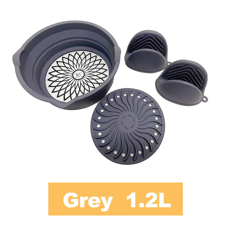Viviendo Glass and Silicone Air Fryer Pot with Non-Stick Liner Tray Oven Microwave Dishwasher Safe
