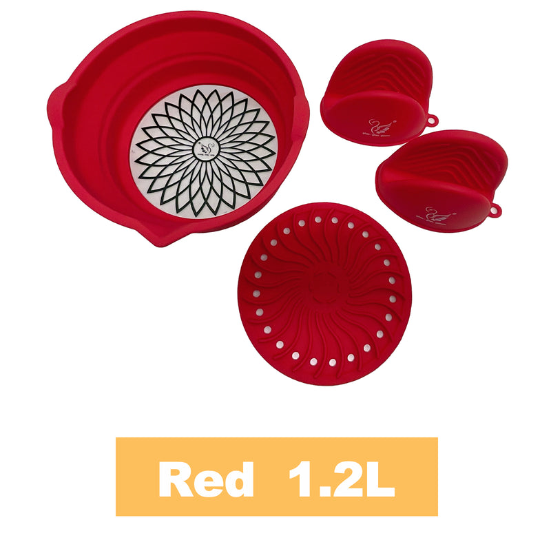Viviendo Glass and Silicone Air Fryer Pot with Non-Stick Liner Tray Oven Microwave Dishwasher Safe