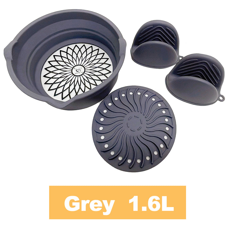 Viviendo Glass and Silicone Air Fryer Pot with Non-Stick Liner Tray Oven Microwave Dishwasher Safe