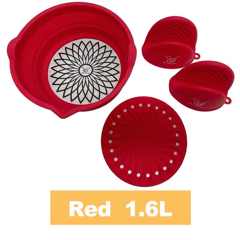 Viviendo Glass and Silicone Air Fryer Pot with Non-Stick Liner Tray Oven Microwave Dishwasher Safe