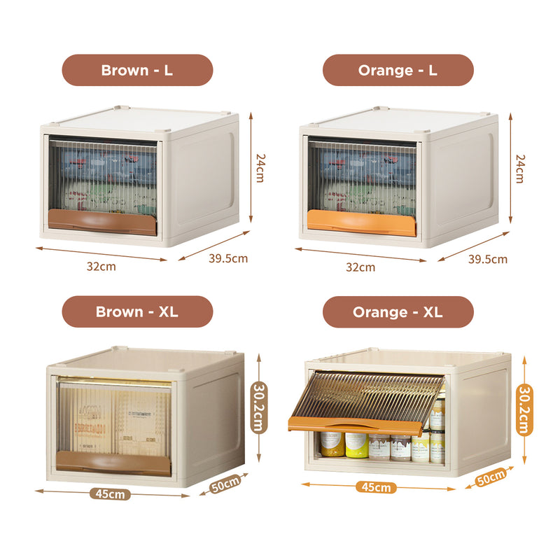 Viviendo Stackable Storage Box Drawer Wardrobe Organiser with Two Way Opening - Brown Large