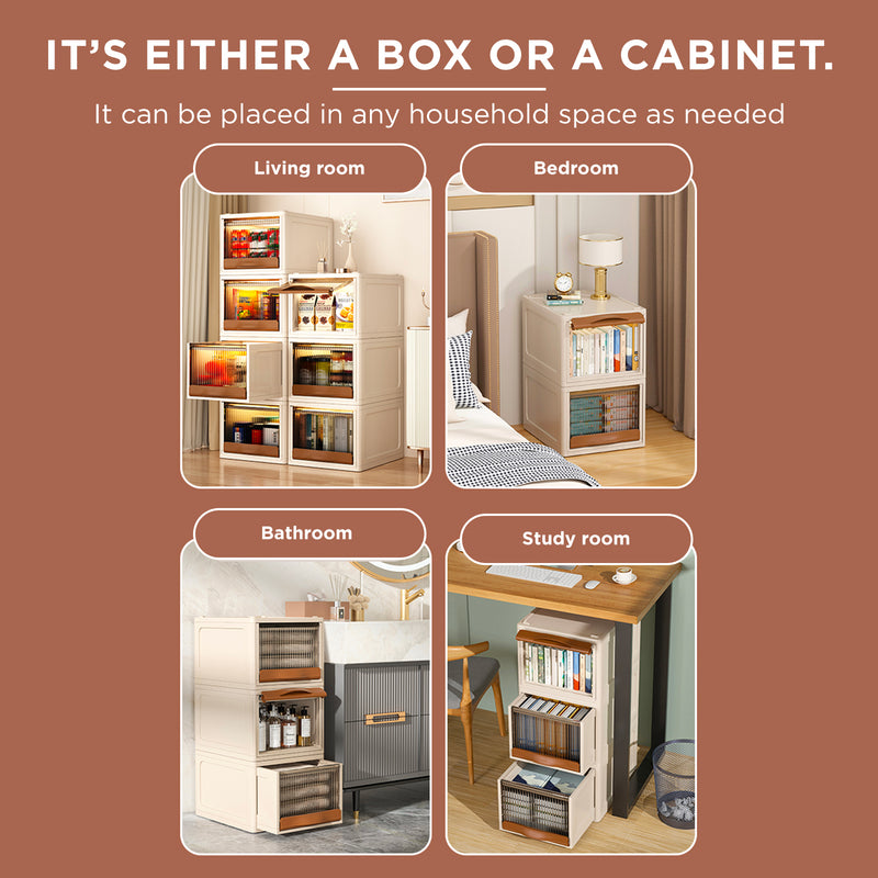 Viviendo Stackable Storage Box Drawer Wardrobe Organiser with Two Way Opening - Orange Large