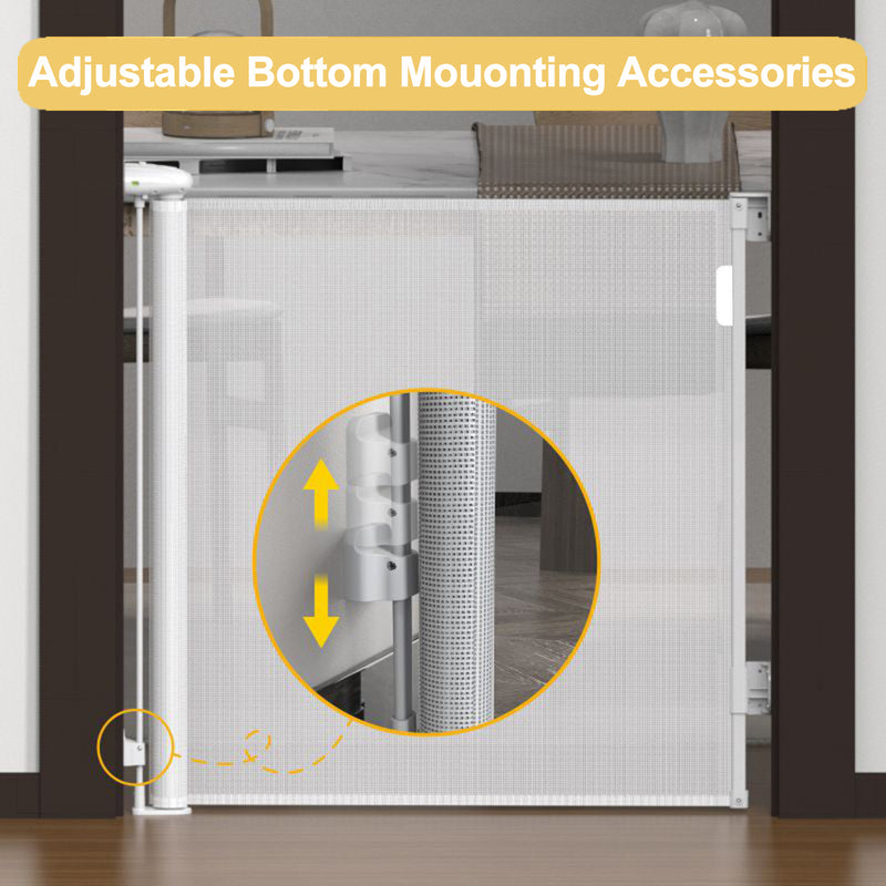 Viviendo 140cm Retractable Stair and Door Safety Gate Fence for Baby & Pet - White