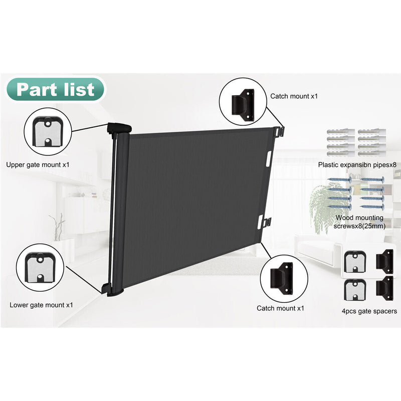 Viviendo 140cm Retractable Stair Door Gate Fence White