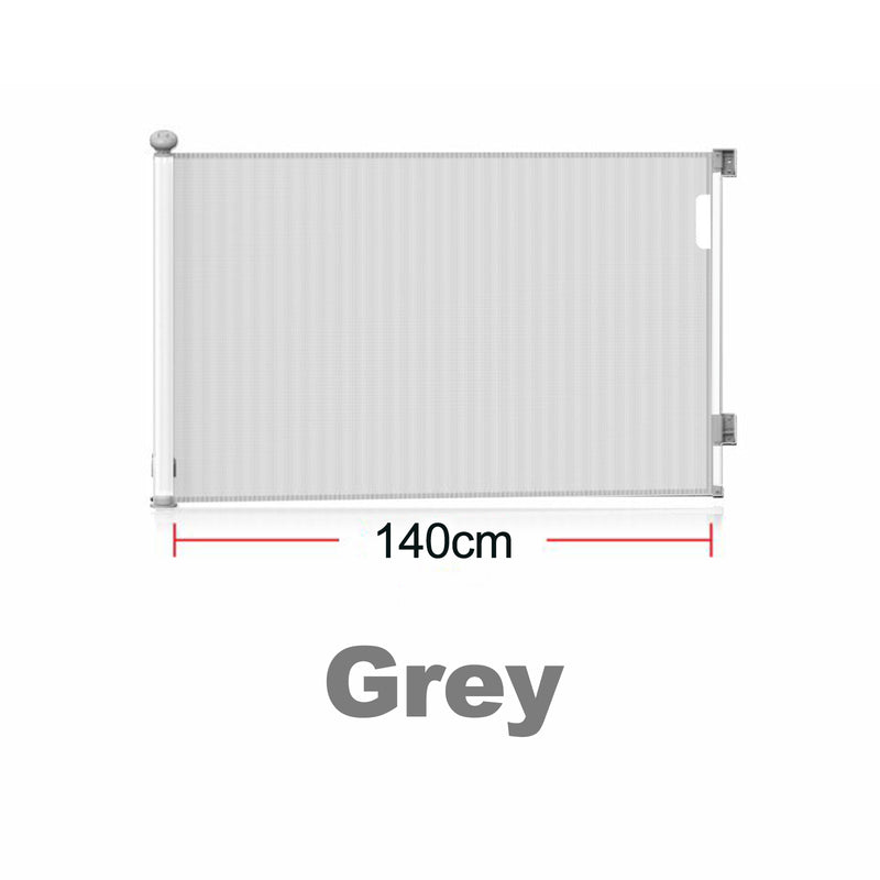 Viviendo 140cm Retractable Stair and Door Safety Gate Fence for Baby & Pet - Grey