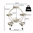 Viviendo 4 Tiers 6 Flower Potted Holders Indoor Metal Plant Stand with Wheels - Round White