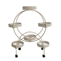 Viviendo 4 Tiers 6 Flower Potted Holders Indoor Metal Plant Stand with Wheels - Round