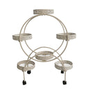 Viviendo 4 Tiers 6 Flower Potted Holders Indoor Metal Plant Stand with Wheels - Round