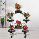 Viviendo 4 Tiers 6 Flower Potted Holders Indoor Metal Plant Stand with Wheels - Round