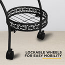 Viviendo 4 Tiers 6 Flower Potted Holders Indoor Metal Plant Stand with Wheels - Round