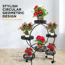 Viviendo 4 Tiers 6 Flower Potted Holders Indoor Metal Plant Stand with Wheels - Round