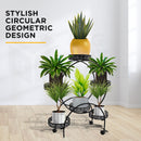 Viviendo 4 Tiers 6 Flower Potted Holders Indoor Metal Plant Stand with Wheels - Round