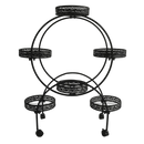 Viviendo 4 Tiers 6 Flower Potted Holders Indoor Metal Plant Stand with Wheels - Round