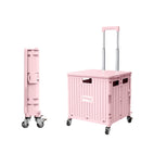 Viviendo 65L Foldable Shopping Trolley Cart Portable Grocery Basket Rolling Wheel with Top Cover