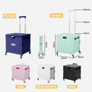 Viviendo 65L Foldable Shopping Trolley Cart Portable Grocery Basket Rolling Wheel with Top Cover