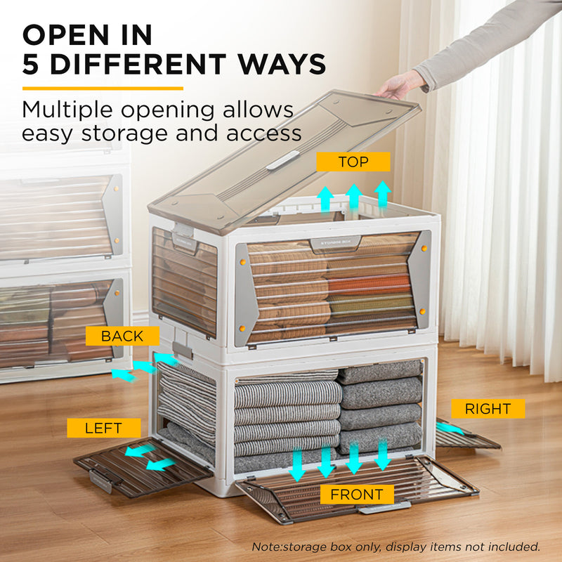 Viviendo Five-sided open-door Stackable Folding Storage Box with wheels