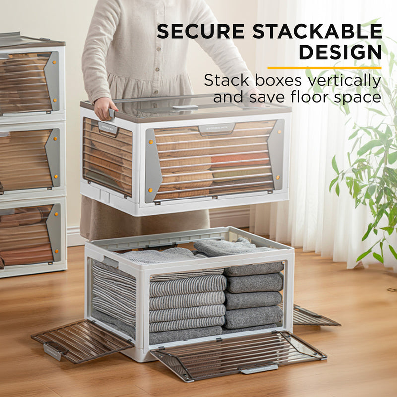 Viviendo Five-sided open-door Stackable Folding Storage Box with wheels