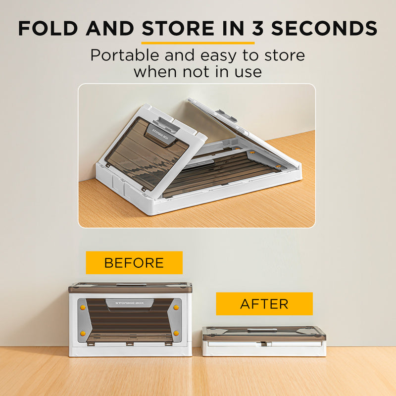 Viviendo Five-sided open-door Stackable Folding Storage Box with wheels - 3 Tiered 255L Large Capacity