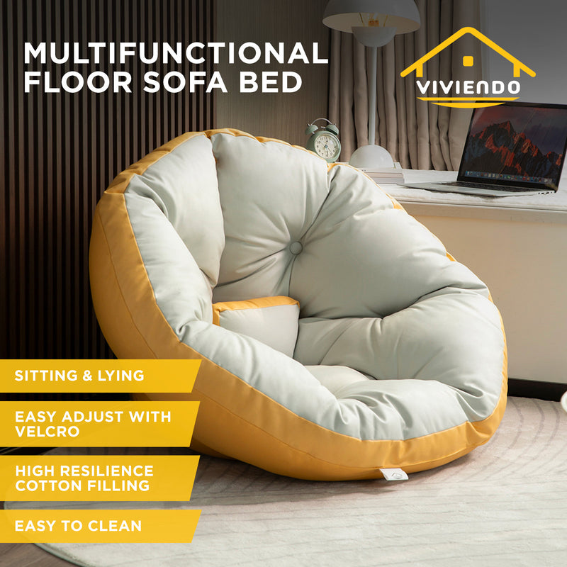 Viviendo Multifunctional Foldable Luxury Lazy Sofa Bed Couch - Yellow & Beige