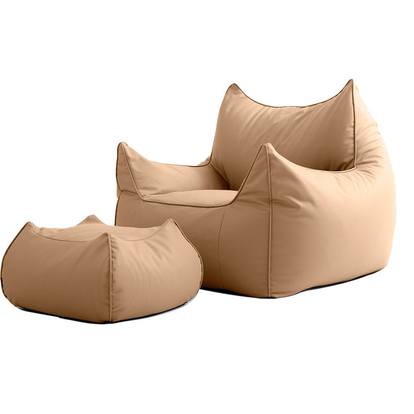 Viviendo Lazy Sofa Cozy Bean Bag Chair with Ottoman - Beige