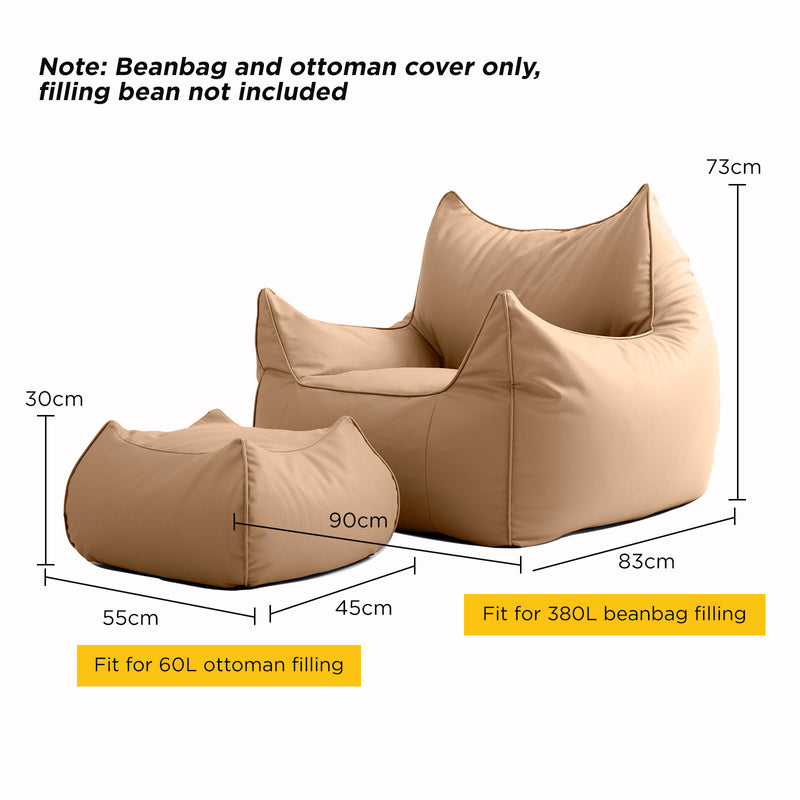Viviendo Lazy Sofa Cozy Bean Bag Chair with Ottoman