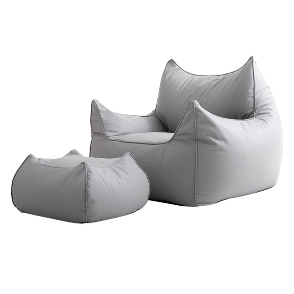 Viviendo Lazy Sofa Cozy Bean Bag Chair with Ottoman - Grey
