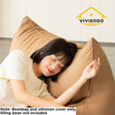 Viviendo Lazy Sofa Cozy Bean Bag Chair with Ottoman - Grey