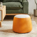 Viviendo Leathaire  Round Ottoman Foot Stool with Handle - Orange