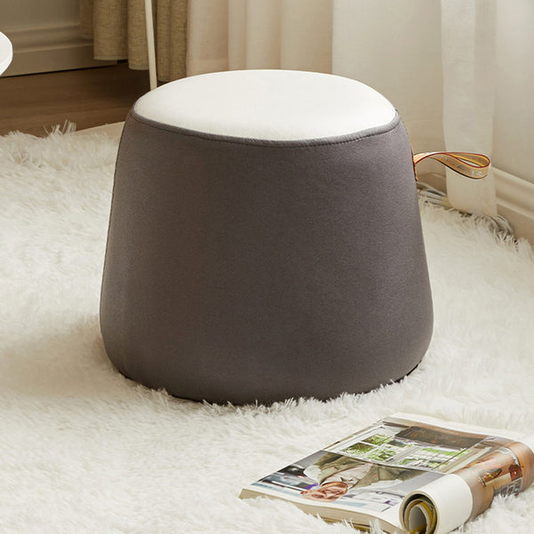 Viviendo Leathaire Round Ottomman Foot Stool with Handle - Black