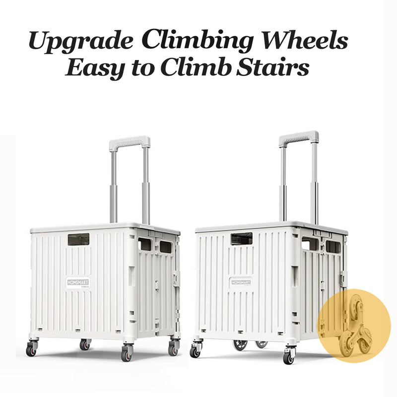 Viviendo 65L Foldable Shopping Trolley Cart Portable Grocery Basket Climbing Wheel with Top Cover - Pink