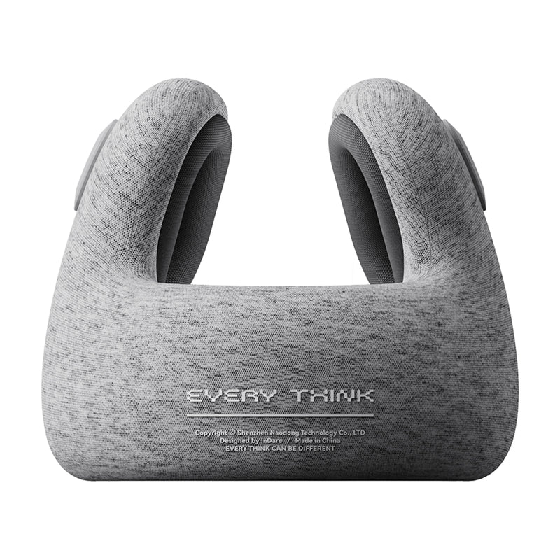 Every Think U-shaped Mesh Fabric Travel Pillow with Noise Reduction Earmuff  - Light Grey