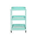 Viviendo 3 Tier Organiser Trolley Foldable Metal Utility Rolling Cart Home Storage Kitchen - Mint