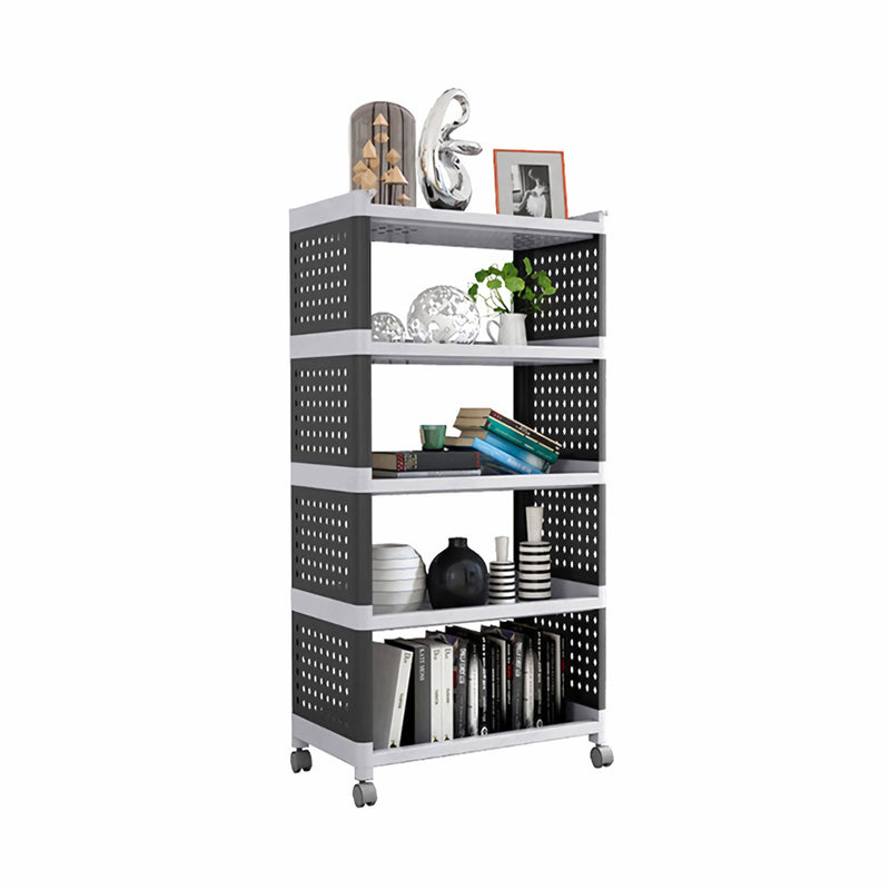 Viviendo 5 Tier Organiser Trolley Plastic Rolling Cart Home Storage Kitchen White Grey