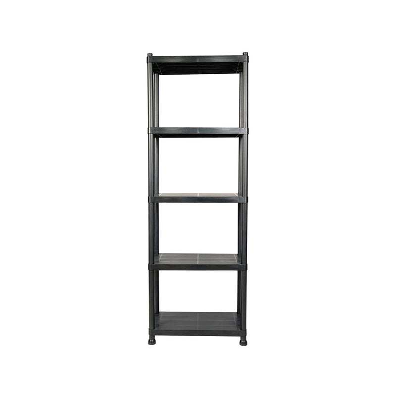 Viviendo 5 Tier Shelving Rack Organiser Plastic Home Storage Garage Multipurpose - Black