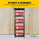 Viviendo 5 Tier Shelving Rack Organiser Plastic Home Storage Garage Multipurpose - Black