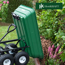 Hortikraft Heavy Duty Garden Dump Cart Wagon  Hand Trailer Trolley 270kg Capacity