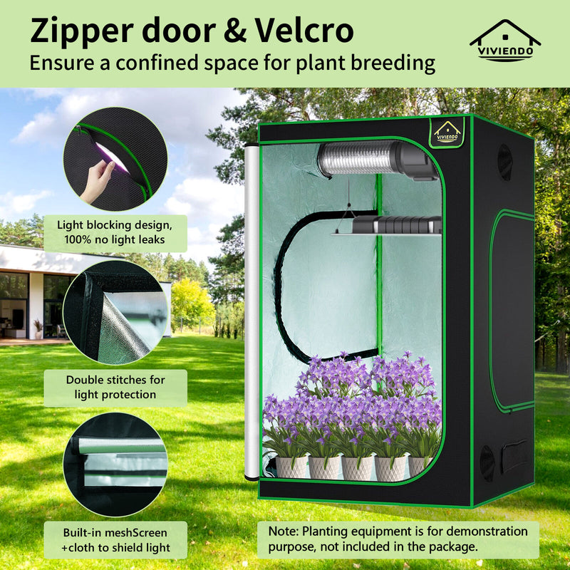Hortikraft Grow Tent Kits Hydroponics Indoor Plant Room 1.2x1.2x2M 600D Oxford