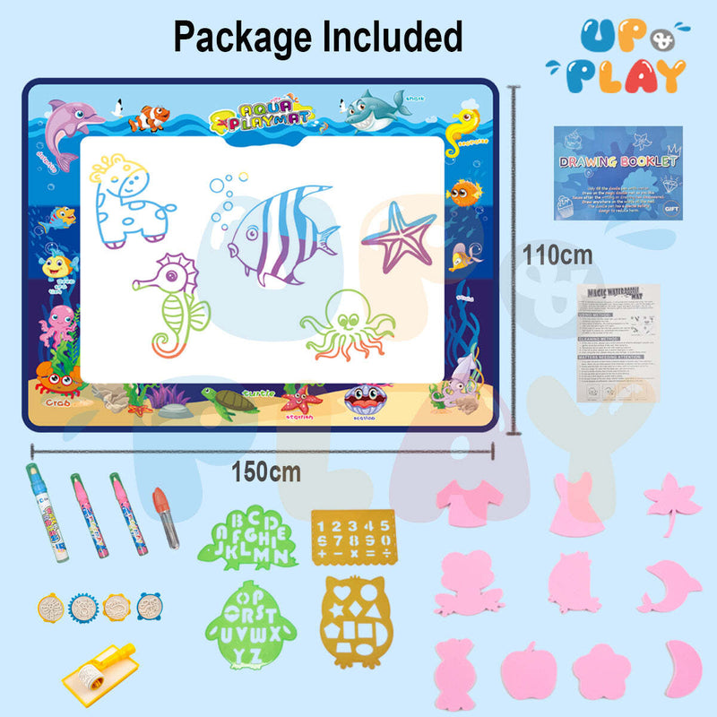 UPnPlay Kids 27 Piece Activity Play Mat with Drawing Board Magic Pen & Bonus Accessories - OCEAN