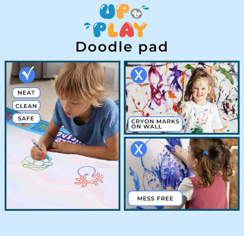 Up&Play Water Doodle Mat for 3+ Years Old Kids Activity Play Mat with Drawing Board Magic Pen and Bonus Accessories