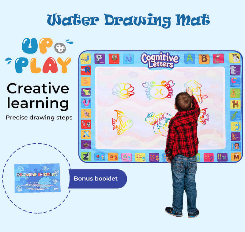 UPnPlay Kids 24 Piece Water Doodle Mat with Drawing Board Magic Pen & Bonus Accessories - Alphabet