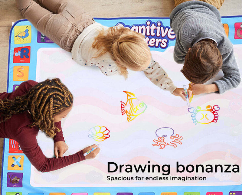 UPnPlay Kids 24 Piece Water Doodle Mat with Drawing Board Magic Pen & Bonus Accessories - Alphabet