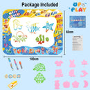 UPnPlay Kids 24 Pieces Water Doodle Mat with Drawing Board Magic Pen & Bonus Accessories - Beach