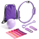 MaxU Pilates Ring Set for Women, Home Workout Yoga Equipment Kit with Counting Pilates Ring, Yoga Ball, Yoga Socks, Glute Resistance Bands, Long Pull Band & Storage Bag  Purple